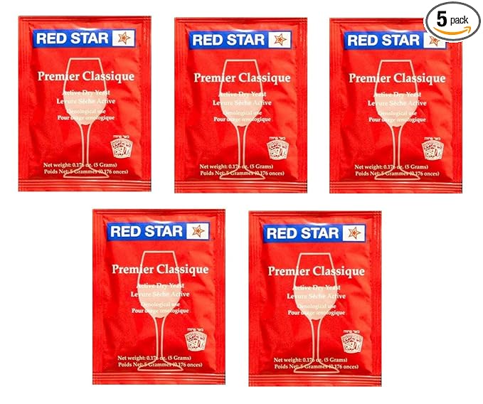 North Mountain Supply-RS-PC-5 Red Star Premier Classique Wine Yeast - Pack of 5 - With North Mountain Supply Freshness Guarantee