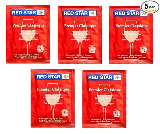 North Mountain Supply-RS-PC-5 Red Star Premier Classique Wine Yeast - Pack of 5 - With North Mountain Supply Freshness Guarantee