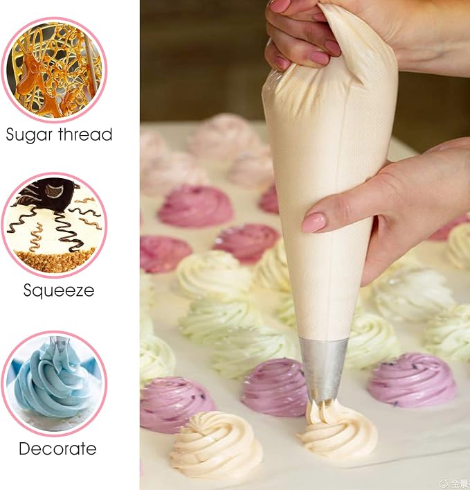 VolksRose 100Pcs Disposable Piping Bags, 16 inch Anti Burst and Non-Slip Pastry Bags, Thicken Cake Decorating Bags Icing Piping Bags for Cake Cupcakes Cookies Frosting, White