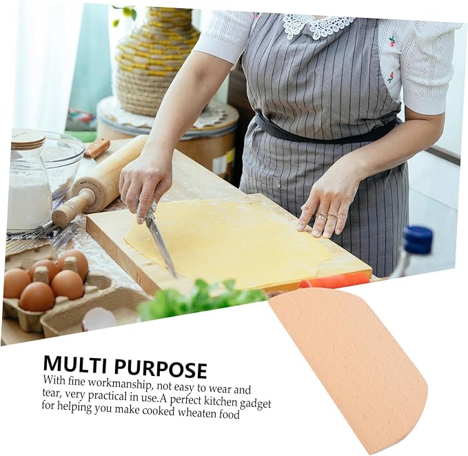 Wooden Dough Scraper Multi-functional Flour Cutter and Scraper Tool for Baking Non-stick Design for Cutting Dough Pizza and Cakes