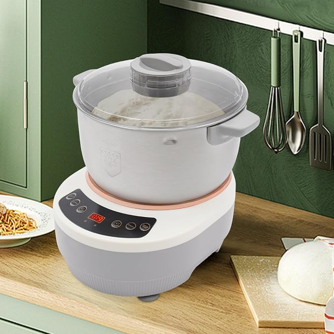 Electric Dough Maker with Ferment Function, Commercial & Home Dough Kneading Machine 5L/169oz Stainless Steel Mixer With Auto Timer & Touch Control for Bakeries, Restaurants, Home Kitchens (Silver)