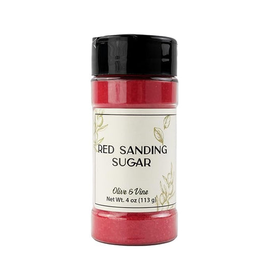 Olive & Vine Red Sanding Sugar, Sweet Finish, For Baking & Decorating, Rich Tradition, Authentic Taste, For Global Recipes (4 Ounce)