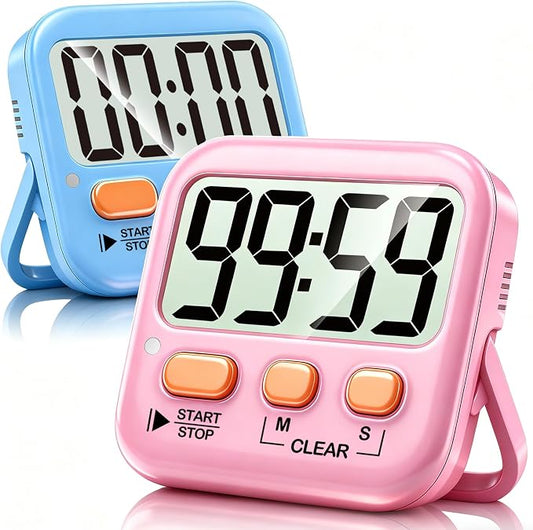 Antonki 2 Pack Digital Timer for Kids, Magnetic Countdown Kitchen Timers for Cooking, Egg, Classroom, Teacher, Exercise, Study, Oven - Battery Included