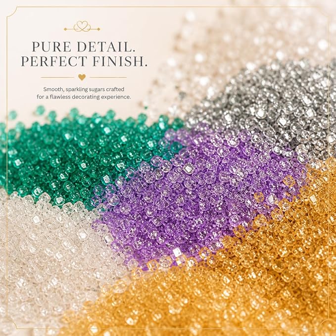 Confect Sprinkle Mix – 5-Pack Assorted Edible Sugar Crystals in White, Green, Purple, Silver & Gold –Alice in Wonderland Sparkling Sugar Sprinkle- Decorative Toppings for Cakes, Cupcakes & Cookies –Vegan, Gluten-Free, Nut-Free, Soy-Free, Dairy-Free, Pa...