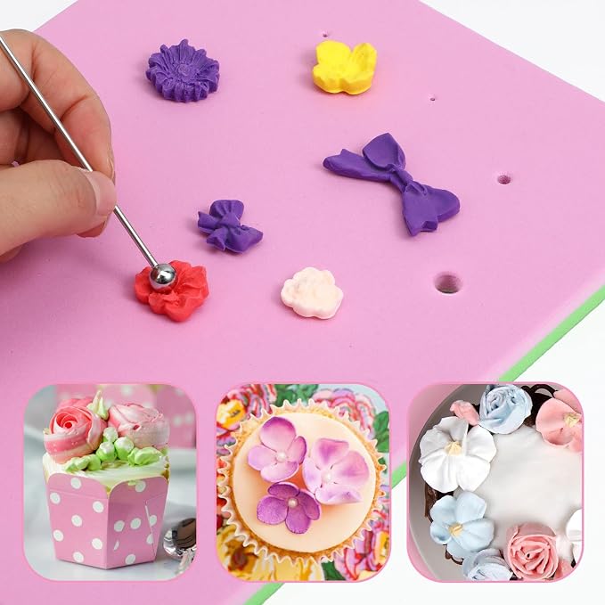 Polymer Clay Mat with 5 Holes, Fondant Paste Cake Foam Pad Mat Rectangular Flower Drying Mats Clay Modelling Tools Crafts Mats for Sugarcraft Cakes Decoration Painting