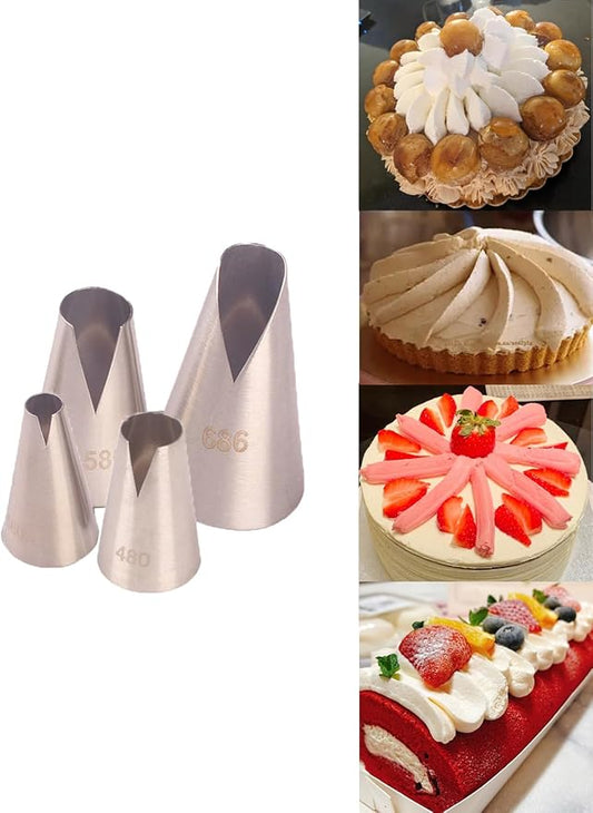 Saint Honore Piping Tips,Enhance Your Pastry Creations with V Wave Pastry Tips Nozzles (4 Pcs)