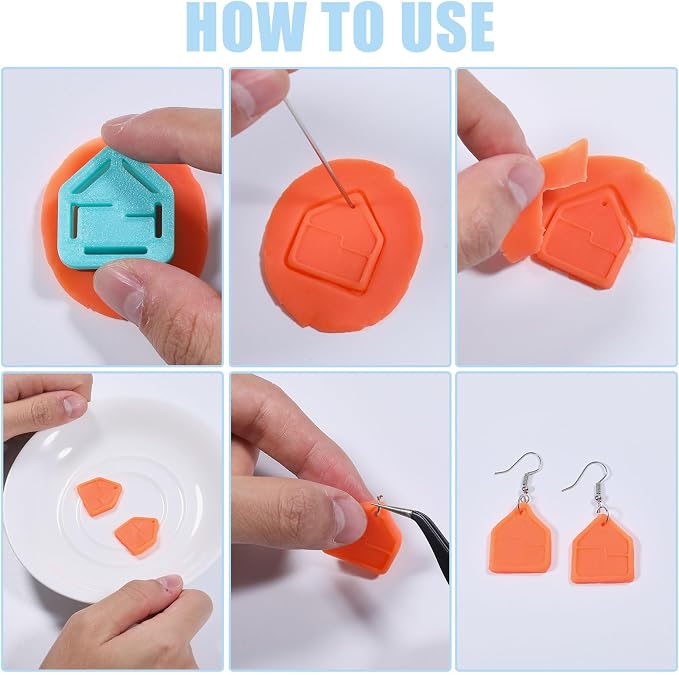 ORIGACH 13 Pcs Mini Bookshelf Polymer Clay Cutters Set | Book Vase Frame Design Clay Cutters for Polymer Clay Jewelry Earrings with a Clear Storage Box
