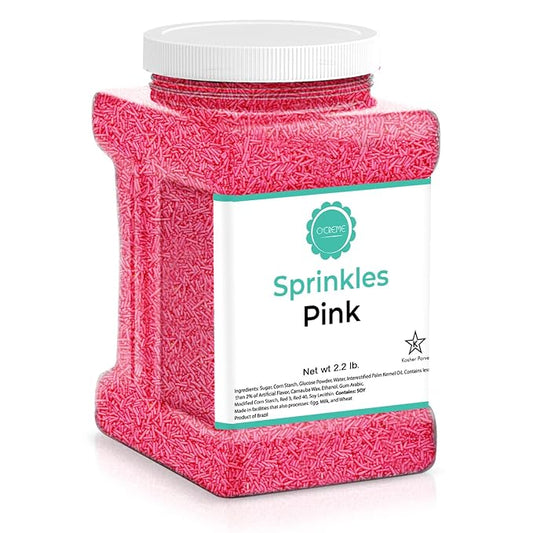 O’Creme Pink Sprinkles – 2.2 Pounds for Cake Decorating – Kosher Pastel Sprinkles for Cupcakes, Cookies, Cakes, Ice Cream