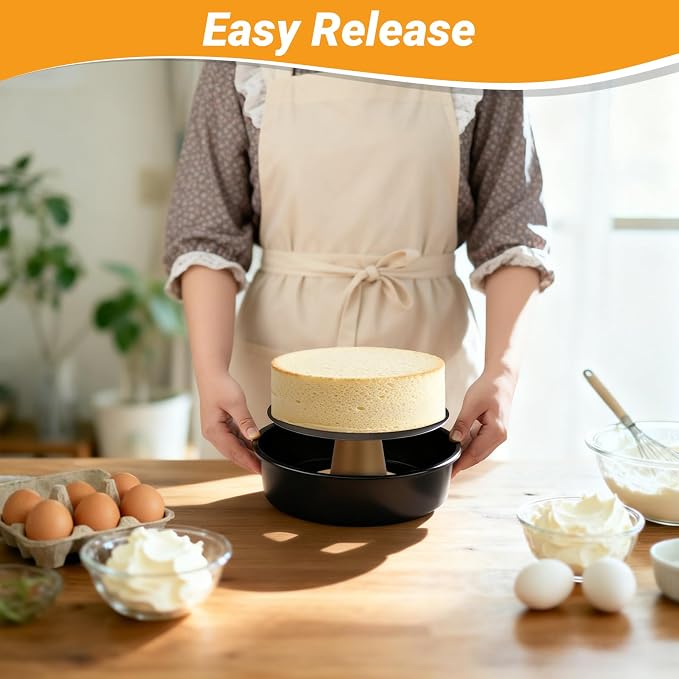 Beasea Round Cake Pans, 3 Pack 10 Inch Nonstick Carbon Steel Round Cake Pan with Removable Bottom, Baking Mold Tin for Cheesecake