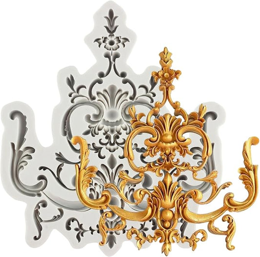 Baroque Fondant Mold Sculpted Scroll Curlicues Filigree Mold For Sugar Cake Decorating Cupcake Topper Gum Paste Polymer Clay