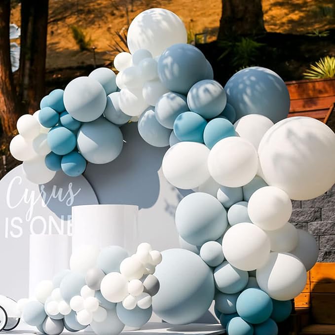 Voircoloria 130pcs Dusty Blue Balloons Different Sizes 18" 12" 10" 5" Slate Blue Balloons for Boys Girls Baby Shower Wedding Anniversary Graduation Engagements Birthday Party Decorations