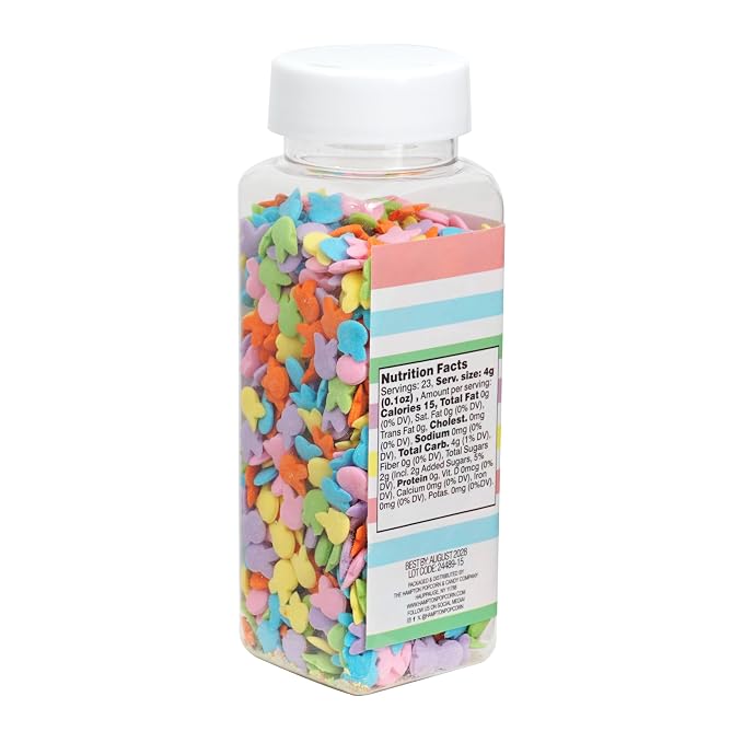 Bunny Sprinkle Confetti Mix Orange, Yellow, Blue, Green, Pink and Purple 3.28 oz, Easter Sprinkles For Cake Decorating, Baking, Ice Cream & More, Spring Sprinkles The Hampton Candy Company