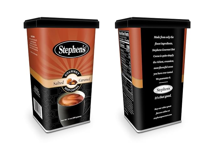 Stephen’s Gourmet Hot Cocoa Mix Duo, Dark Chocolate and Salted Caramel Hot Chocolate Drink for Cozy Winter Beverages and Dessert Drinks, 14 Ounce (Variety Pack)
