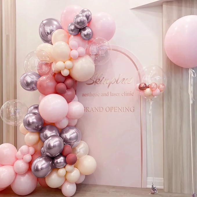 MEBAY Dusty Pink Balloon Arch Kit, 166Pcs Pastel Nude Light Pink Metallic Balloons Garland for Wedding Bridal Baby Shower Princess Girl Women Birthday Party Decorations