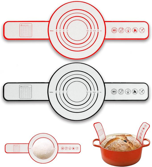 Silicone Bread Sling for Dutch Oven Baking Mat With Extra Long Handles Sourdough Bread Baking Supplies Non-Stick Silicone Mat Reusable Heat Resistant Food Grade Cooking Sheets Liners 2 PCS