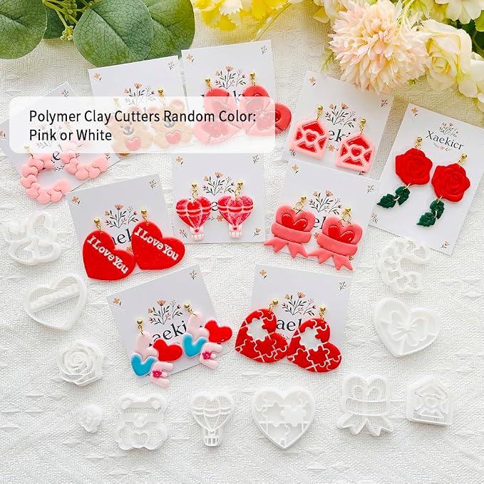Xaekicr Heart Shape Polymer Clay Cutters Set – Polymer Molds & Clay Cutters for Polymer Clay, Decorative Earring, Clay Tools