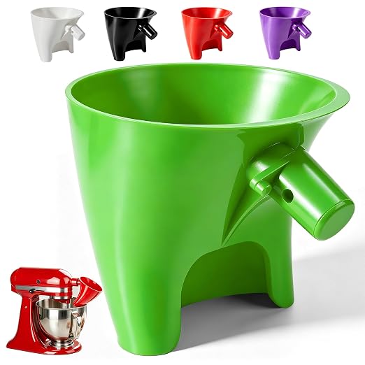 Flour Funnel for KitchenAid Mixer, Plastic Attachments for 4.5-5 Quart Tilt-Head Stand Mixer, Durable Dishwasher Safe, Mess Free Baking Tool, Kitchen Aid Accessories and Attachments (Green)