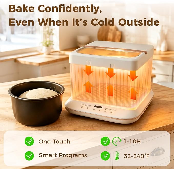 Bread Proofing Box 32–248°F Precision Temperature Control | 25L Large Capacity Bread Proofer, Dough Proofing Box for Sourdough Starter, Bread, Pizza Dough, Yogurt