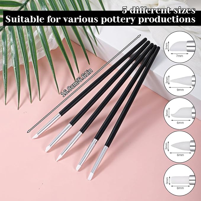 15PCS Silicone Clay Sculpting Tool, Pottery Tools Modeling Dotting Tool Resin Stippling Embossing Tools for DIY Crafts, Modeling, Nail, Painting, Embossing, Sculpting Pottery