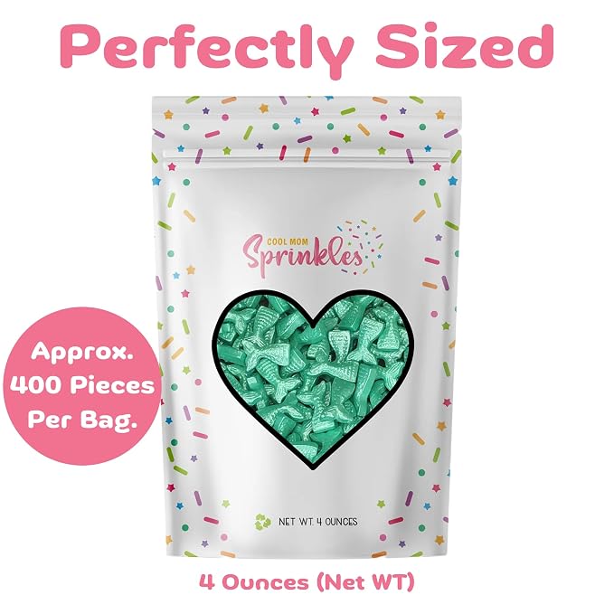 COOL MOM SPRINKLES Teal Mermaid Tail Sprinkles (4 oz.) – Themed Sprinkles for Decorating Birthday Cakes, Cupcakes, Cookies & Desserts – Mixed in the USA/Gluten-Free (Teal Mermaid Tail)