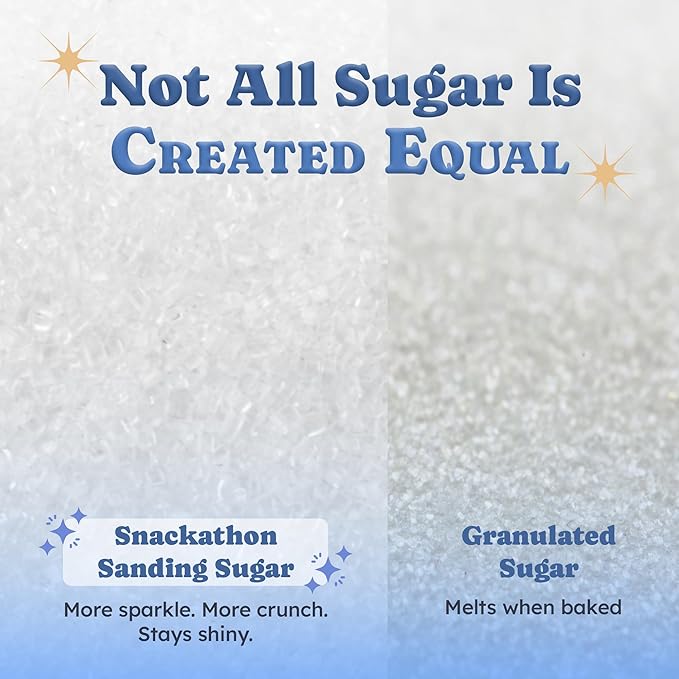 Snackathon Sanding Sugar, Extra Coarse White Sparkling Sugar Crystals, 2.2 LB Resealable Bulk Bag, Sweet Crunchy Edible Finishing Sugar for Baking & Decorating, Cupcakes, Cookies, Ice Cream & Drink
