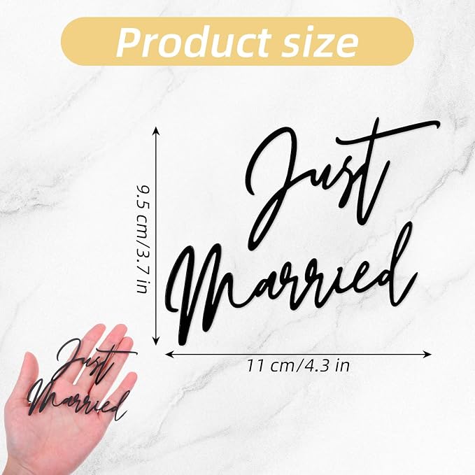 Just Married Cake Topper, Wedding Cake Toppers Engaged Cakes Topper for Bridal Shower Just Married Cakes Decor Bachelorette Party Decorations Black Gold Cupcake for DIY(Black)