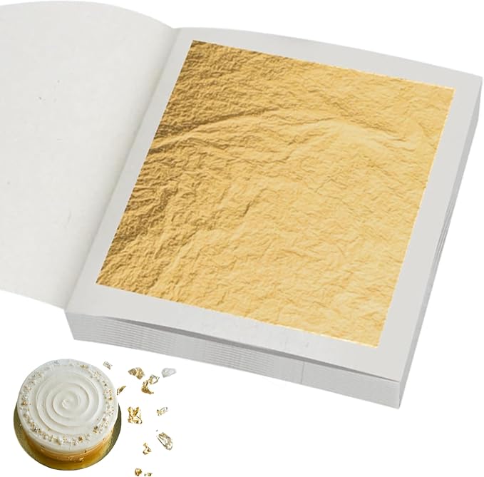 Edible Gold Leaf Sheets, 1.7 x 1.7 in, Pack of 30 Edible Gold Leaf Sheets for Cakes, Desserts, Candies, Art and Craft, Face Masks and Nail Art (30 Sheets)