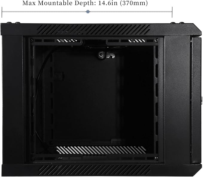 RackPath 6U Wall Mount Network Rack Cabinet – Quiet Cooling Fan, Locking Glass Door, 17.7" Deep (450mm), Removable Locking Side Panels, Fits 19" IT & A/V Equipment