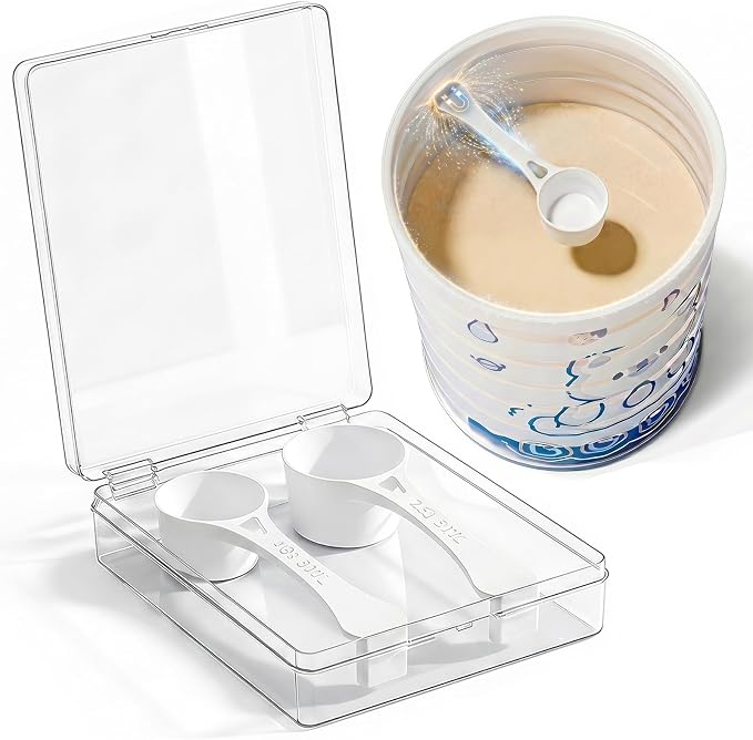 Magnetic Formula Scoops - 2Pcs, 30ml and 50ml Dual Size Measuring Spoons with Storage Case, Half Scoop for Formula and Protein Powder