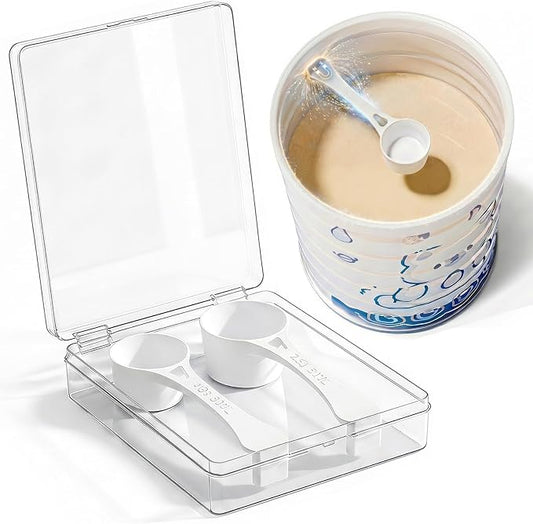 Magnetic Formula Scoops - 2Pcs, 30ml and 50ml Dual Size Measuring Spoons with Storage Case, Half Scoop for Formula and Protein Powder