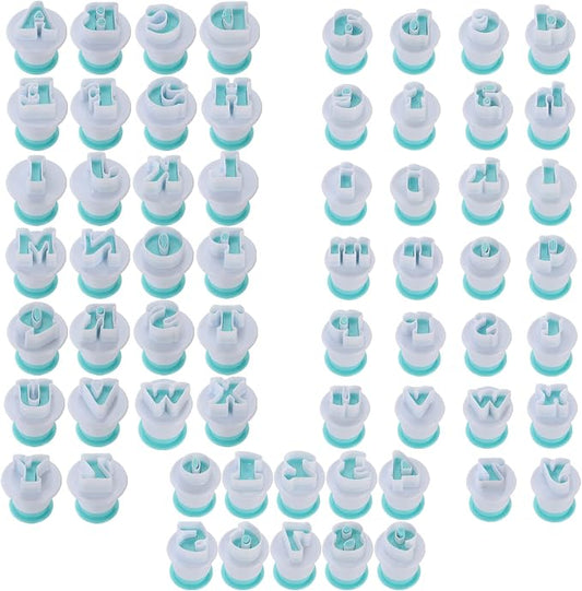 62 Pieces Fondant Alphabet Letter Cutters and Number Set, Cake Biscuit Mold Decorating Tools, Cookie Stamp Impress Embosser Plunger, Uppercase Lowercase Numbers Shape DIY Sugar Cookies