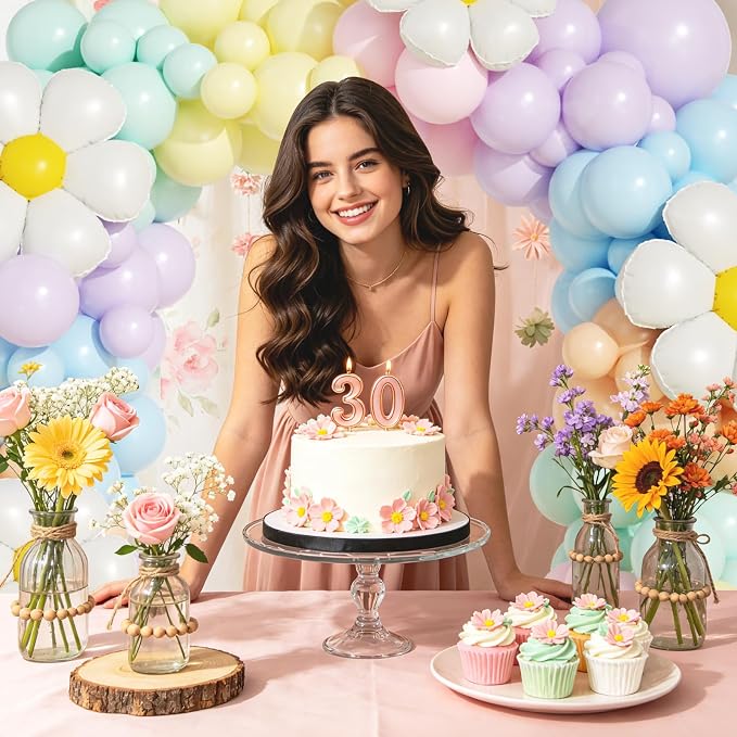 Pastel Daisy Flower Balloon Arch Kit, Pastel Macaron Balloons for Boho Mothers Day Spring Daisy Floral Theme Two Groovy Party Decorations