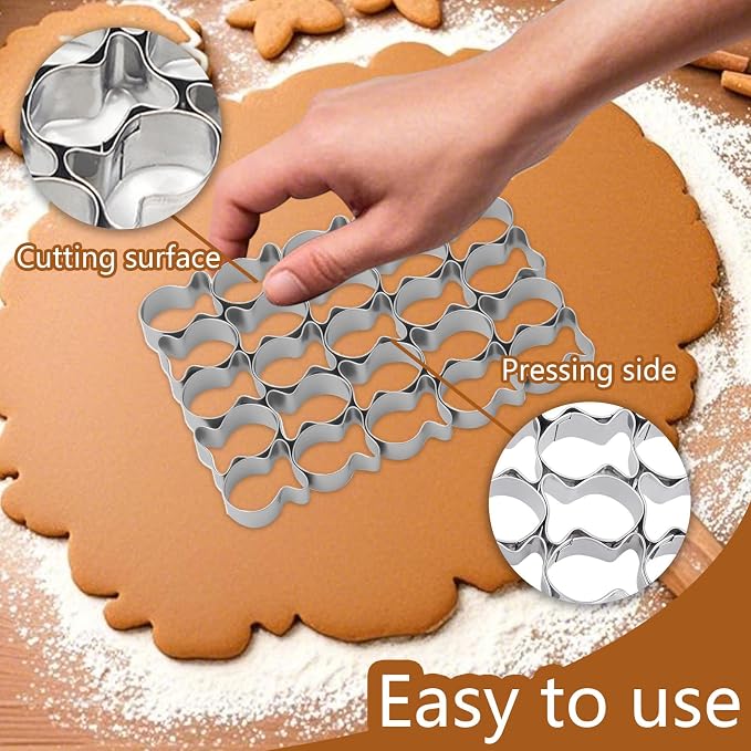 2Pcs Gold Fish Cracker Cutter,Stainless Steels Small Cookie Cutters,25 Cavity Fish Cookie Cutter,Mini Gold Molds for Crackers,Non-stick Dough (2)