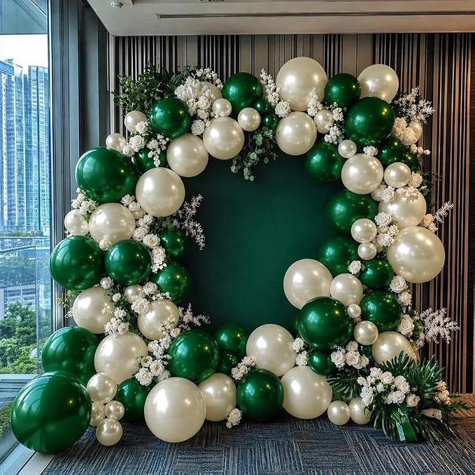 Dark Green Balloons Double Stuffed Emerald Forest Green Balloon Arch Different Sizes 18/12/5in Metallic Balloons for Jungle Birthday Baby Shower Graduation Day Decorations
