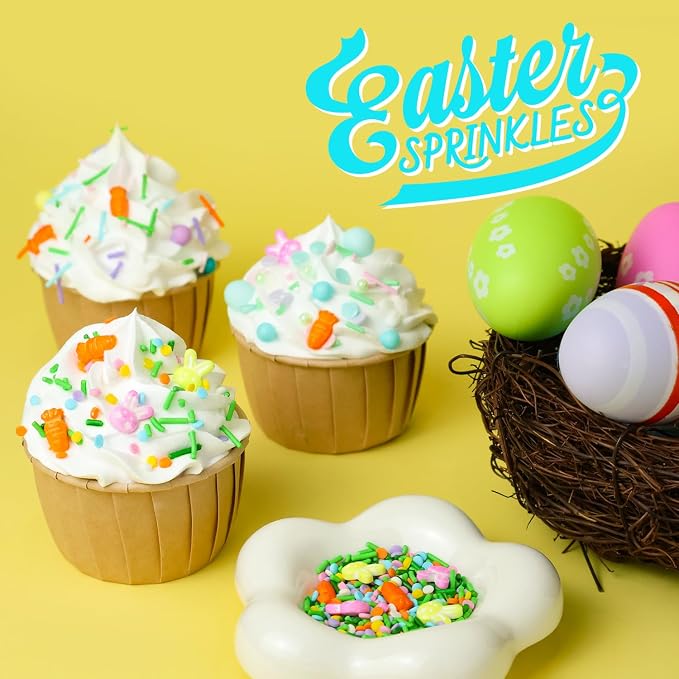 Green Easter Sprinkles for Cake Decorations, 3.52oz Carrot Rabblit Sprinkles Edible for Cupcakes Topper for Cupcakes Topper Baking Cookies Easter Spring Party Supplies