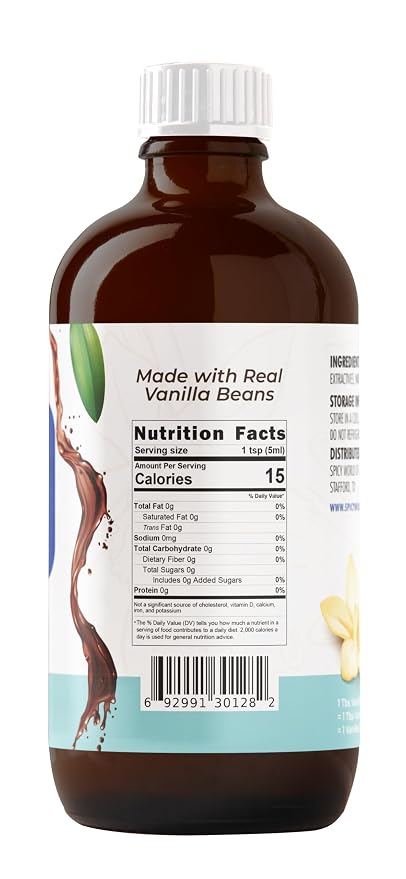 Spicy World Pure Vanilla Extract 16oz - 100% Real Vanilla Extract - For Cooking, Drinks & Desserts - 100% Vegan, Sugar Free & Kosher - Non-GMO & Gluten-Free - Glass Bottle (16 Ounce Bottle)