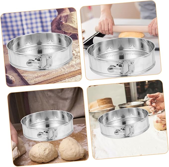 ABOOFAN 9-inch Stainless Steel Springform Cake Pan, Locking Latch Nonstick Cheesecake Mold for Home Baking, Leakproof round Baking Tin with Removable Base, Kitchen Bakeware for DIY Cakes