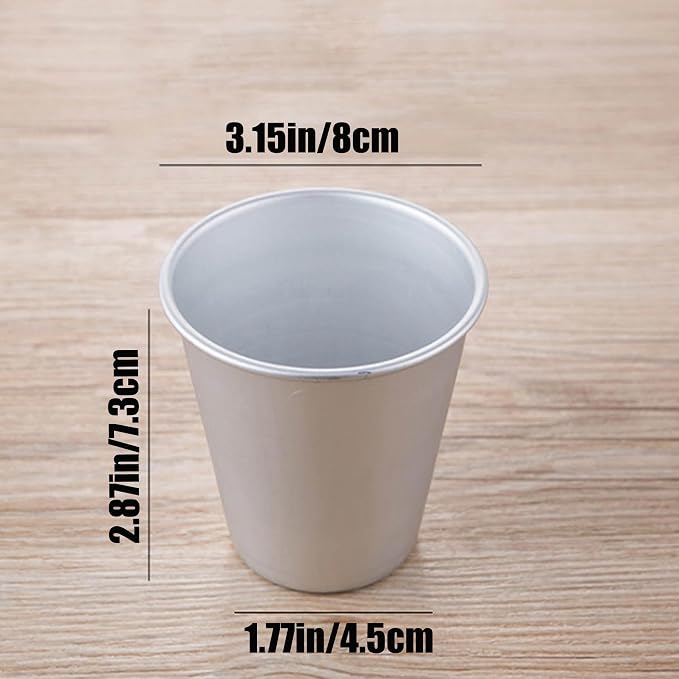 6 Packs Popover Pan, Aluminium Pudding Tin Cup Baking Maker, Individual Muffin Chocolate Molten Brownie Tumbler Raspberry Souffle Cupcake Moulds - Round Pudding 3.2"x 2.9"