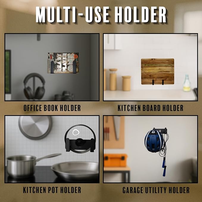 Body Weight Scale Holder for Bathroom – Wall Mount Organizer with Adhesive or Screw Install – Multi-Use Storage for Cutting Board Holder, Pot Lid Holder, Brooms & More – Space Saving Wall Rack(1)
