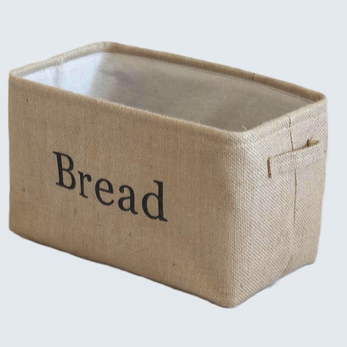 Bread Storage Bin- Burlap basket for keeping Bread, Rolls and other items for Kitchen Counter or Pantry