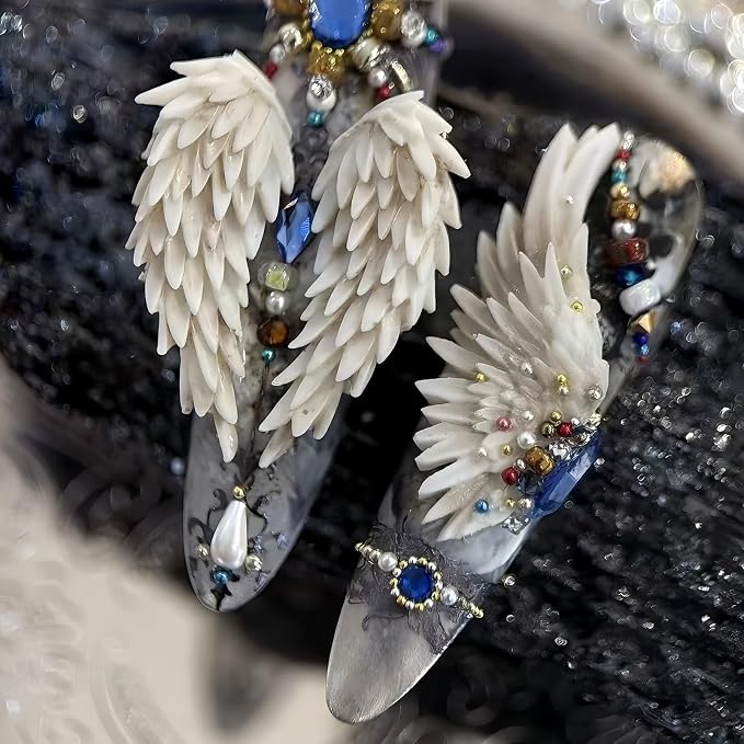 3D Angel Wings Nail Art Silicone Mold, Feather Wing Nail Charm Mold for UV Gel Acrylic Resin, Reusable Nail Art Decoration Mold for DIY Nail Design