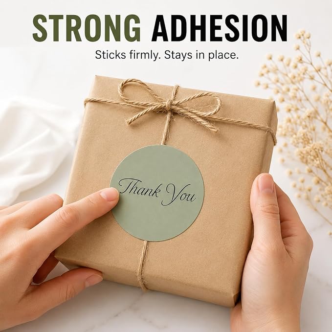 Thank You Stickers, Neutral, 500 Count, 1.5 Inch Round Labels | Small Business Packaging, Gift Bags & Mailers, Boutique Orders, Handmade Shops, Customer Appreciation