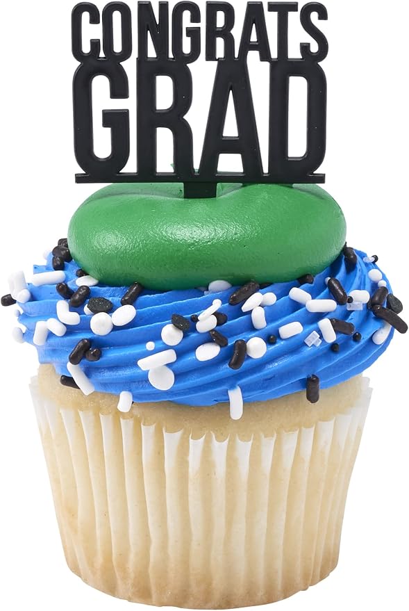 DecoPac Graduation Fusion Mix Candy Sprinkles, 26oz, Fancy Sprinkles in Handheld Container, Edible Black And White Sprinkles For Celebration Cakes, Cupcakes, Cookies and Donuts