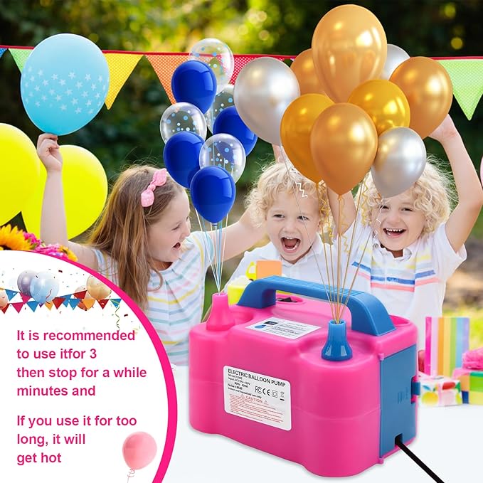 Balloon Pump Electric,110V 600W Balloon Blower Inflator Dual Nozzle Air Pump Balloons Inflator for Decoration, Party, Sport,Gifts:2 Balloon Tying Tools