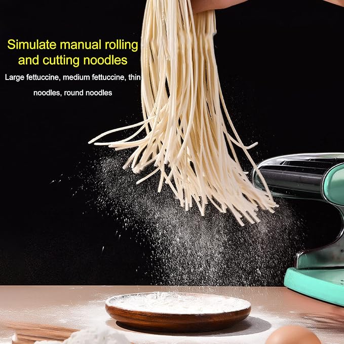 Manual Pasta Maker Machine 6 Adjustable Gears Hand Crank Noodle Press for Lasagna Fettuccine Dumpling Wrapper Dough Sheeter (Suction Cup Type 3 Blade)