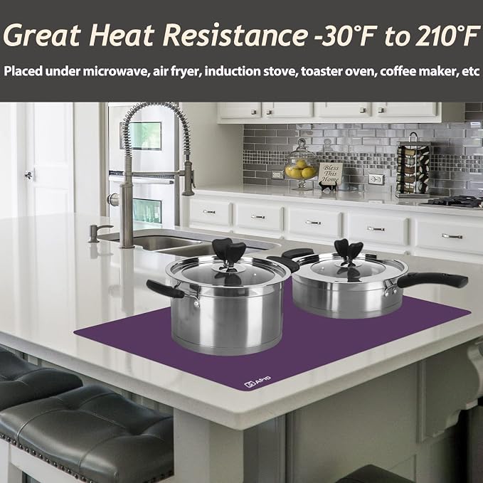 Extra Large Silicone Mat 36" x 24" Place Mats, Heat Resistant Mat for Kitchen Countertop Protector, Thick Placemats Washable Silicone Mats for Kitchen Counter Mat Dining Table Mat, Purple, Sapid