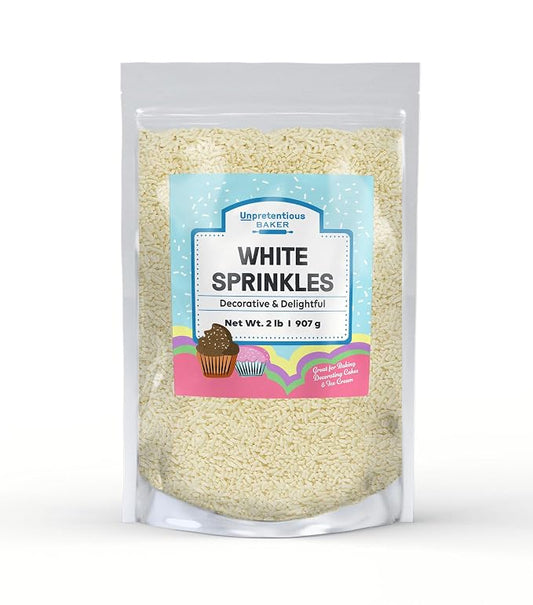 Unpretentious Ivory Jimmies Sprinkles, 2 lb, Light Ivory, Perfect for Festivities, Clear Resealable Bag, Dessert Decorating