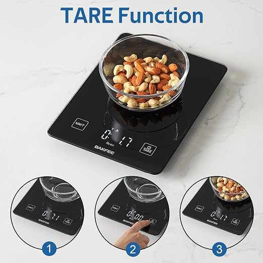100% Waterproof Food Scale, IP67 Digital Kitchen Scale, Rechargeable (USB-C), 1g/0.1oz Precision, 22lb Capacity, Tempered Glass, LED Display, for Baking, Cooking, Making Sourdough Bread, Black
