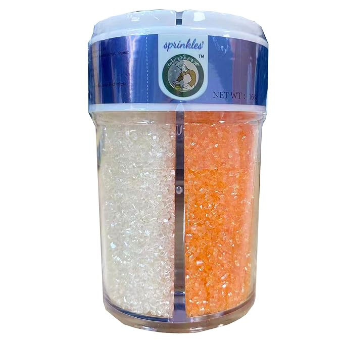 Sentovac 4-Colors Sanding Sugar for Baking Edible Sparkling Coarse Sugar Crystals Sprinkles for Baking Cake Cookie Cupcake Topper Ice Cream Decoration Supplies（Blue Orange Gold White）