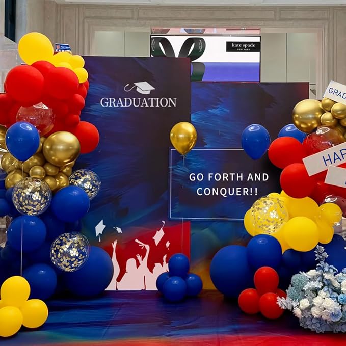 Red Blue Yellow Balloons Garland Arch Kit, 167Pcs Latex Balloons Different Sizes for Snow Beauty White Birthday Bridal Baby Shower Wedding Carnival Circus Cartoon Theme Party